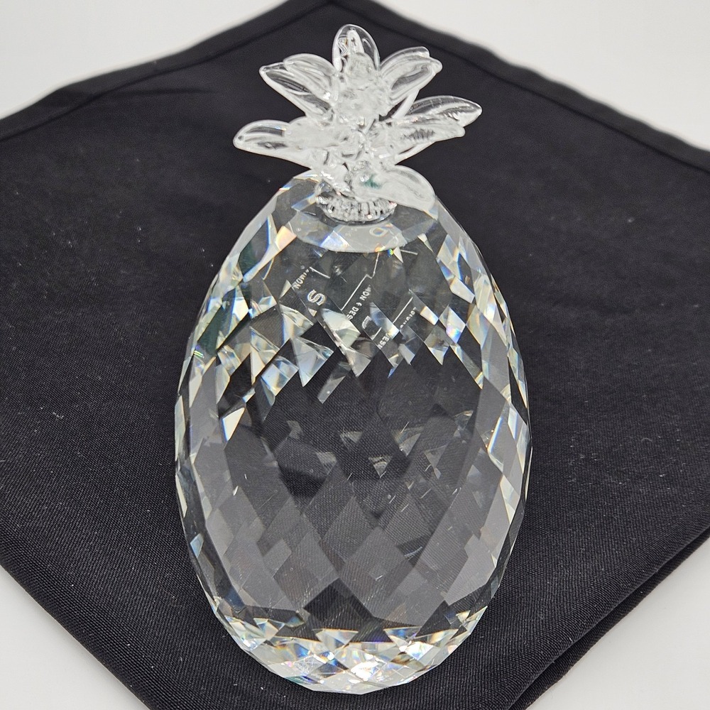 Simon Design Pineapple Crystal Paperweight 5"H - Signed' & Original Box Vintage